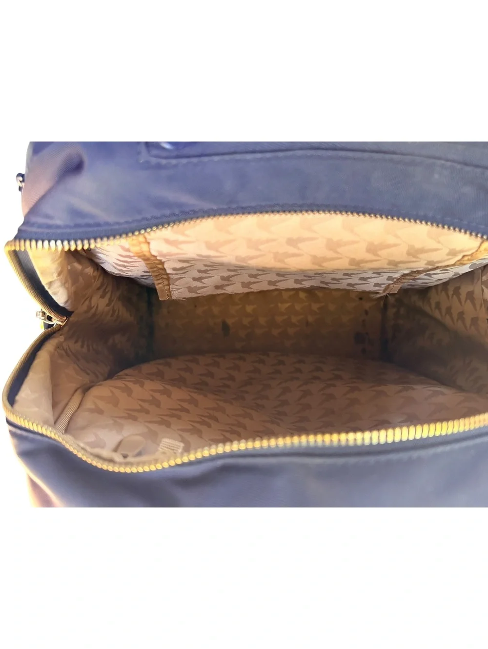 Lo & Sons Rowledge Backpack Navy Nylon Brown Leather Laptop Travel Work Bag